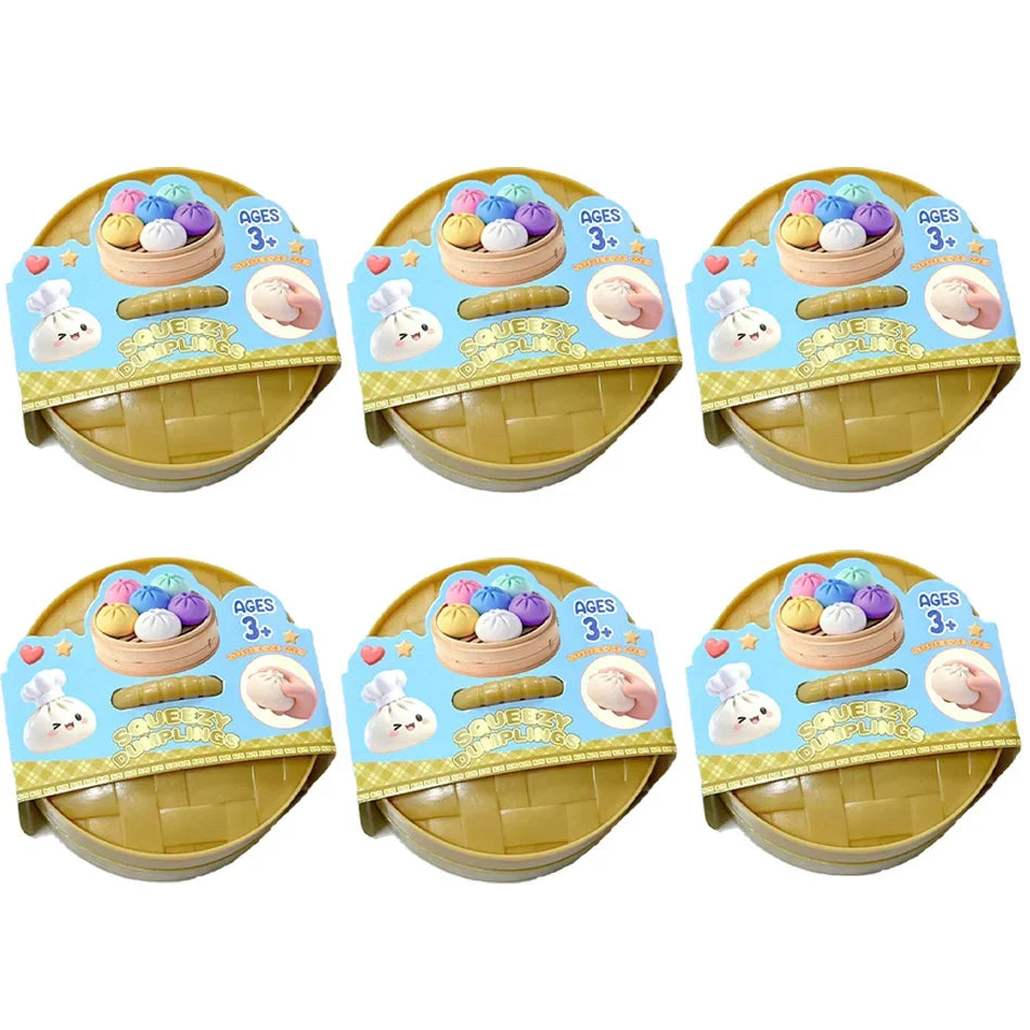 Colorful 6 Styles Glitter Dumpling Glitter Dumpling Squishy with Box Dumplings Sensory Squeeze Toy for Stress Relief Toys