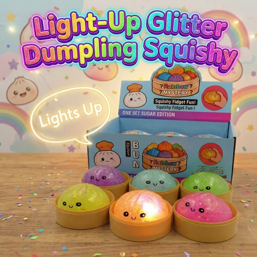 Light-Up Glitter Pectin Dumpling Squishy Fidget Toy